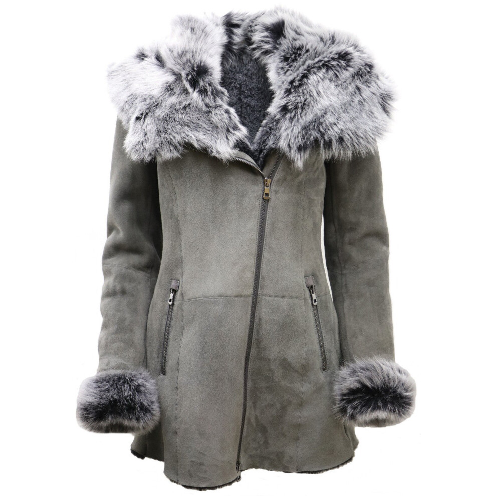 Infinity Leather Women's Grey (S) Sheepskin Coat With Toscana Collar