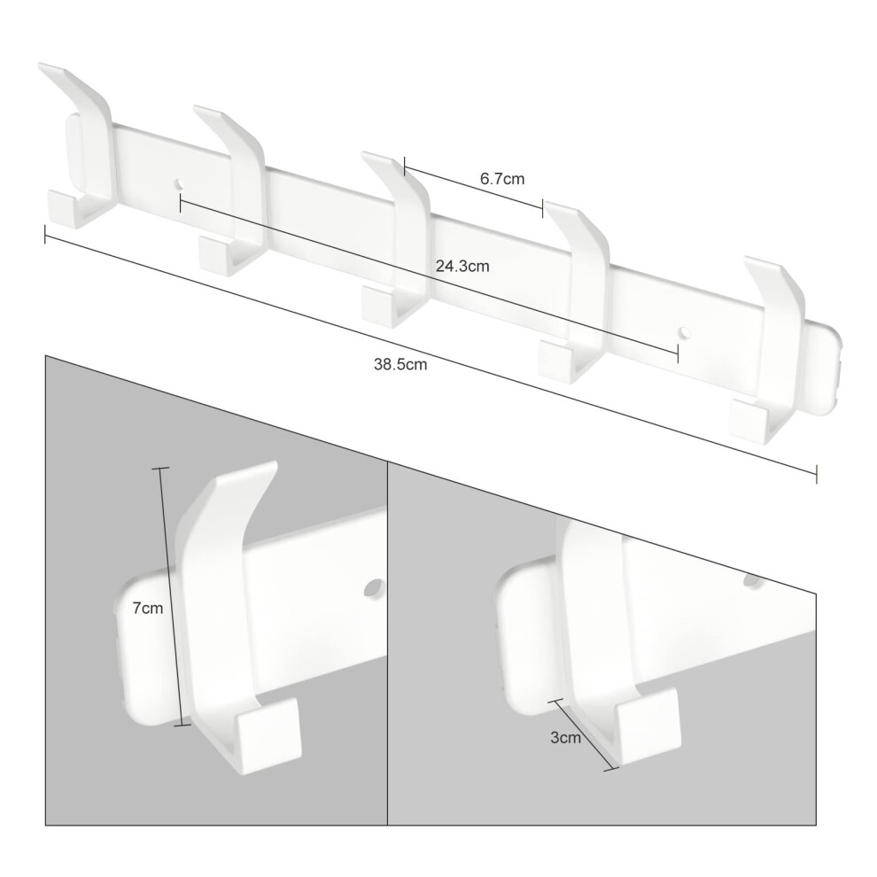 Wall Mounted Coat Rack, Bathroom Hook With 5 Hooks For Hanging Backpack, Jacket, Hat, Over The Door Coat Rack - White 9167945071449