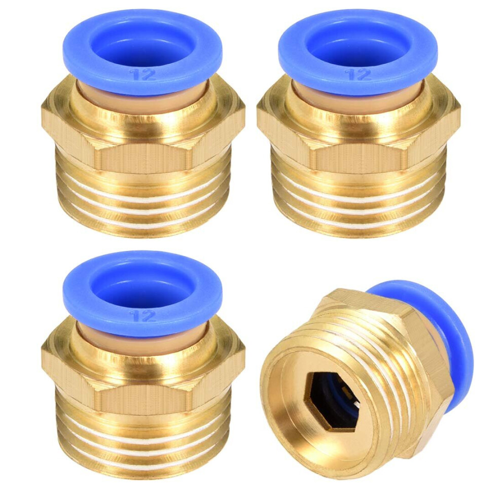 Straight Pneumatic Push To Quick Connect Fittings G1/2 Male X 12Mm Tube Od 4Pcs 9167945074082