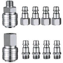 10 Pcs Air Line Hose Euro Connectors, Airline Hose Compressor Fittings 1/4" BSP Connector Thread Quick Release Connector Fittings Set