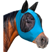Horse Fly Mask, Fly Masks for Horses with Ears, Smooth & Elasticity Lycra Fly Mask, Avoid Equine Fly and UV Protection (Azure, Full (Large))