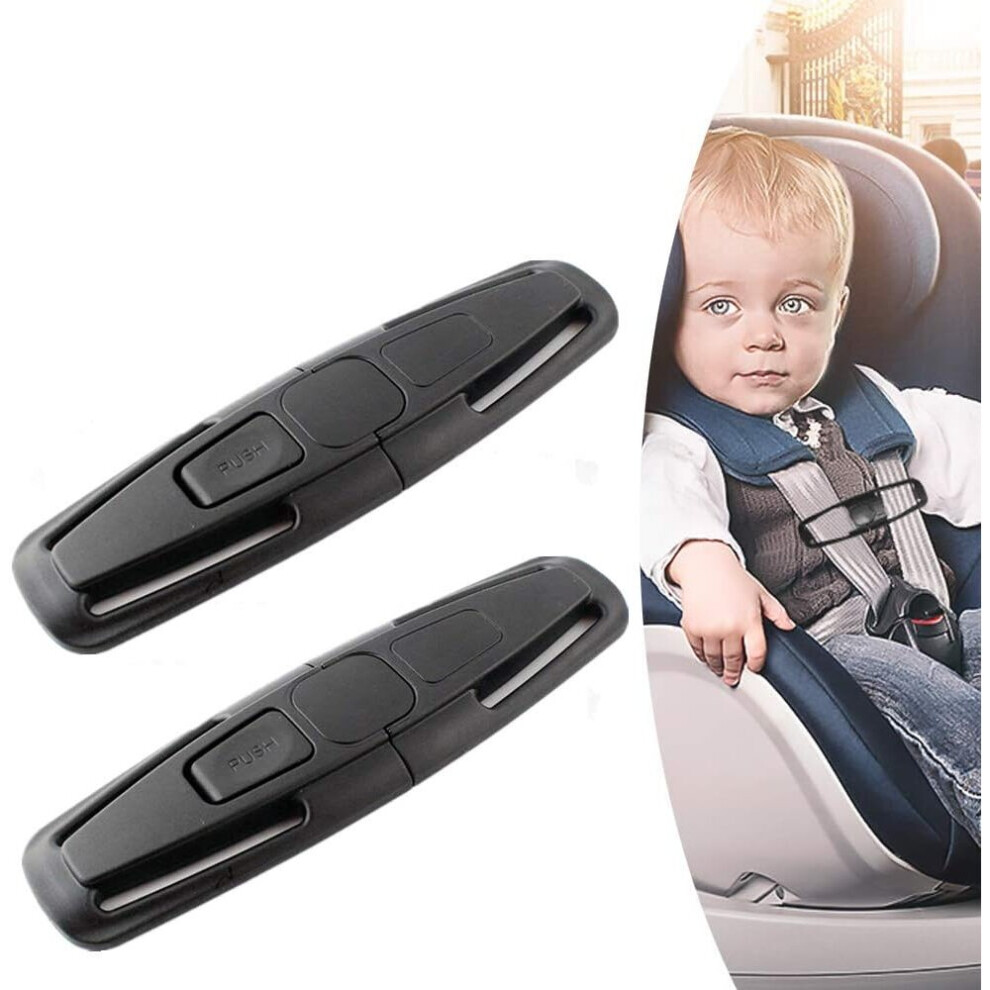 2 Packs Car Safety Seat Strap Belt Lock Tite Harness Clip Safe Buckle for Baby (Black)