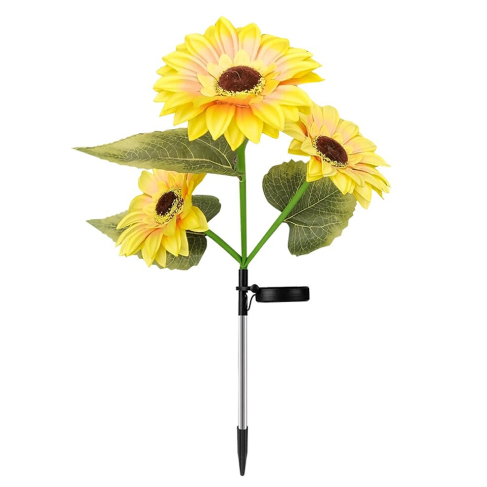 Garden Solar 3 Heads Sunflower Light Outdoor Lawn Lamp Solar LED Landscape Sunflower Fairy Lights Exterior Solar