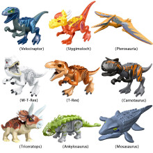 (B-9PCS) 12Pcs Jurassic World Park Dinosaur Building Blocks Figure Kid Toys Gift Set