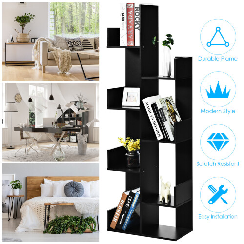 Costway 8 Tier Bookshelf Standing Storage Display Bookcase Shelving Organizer 2