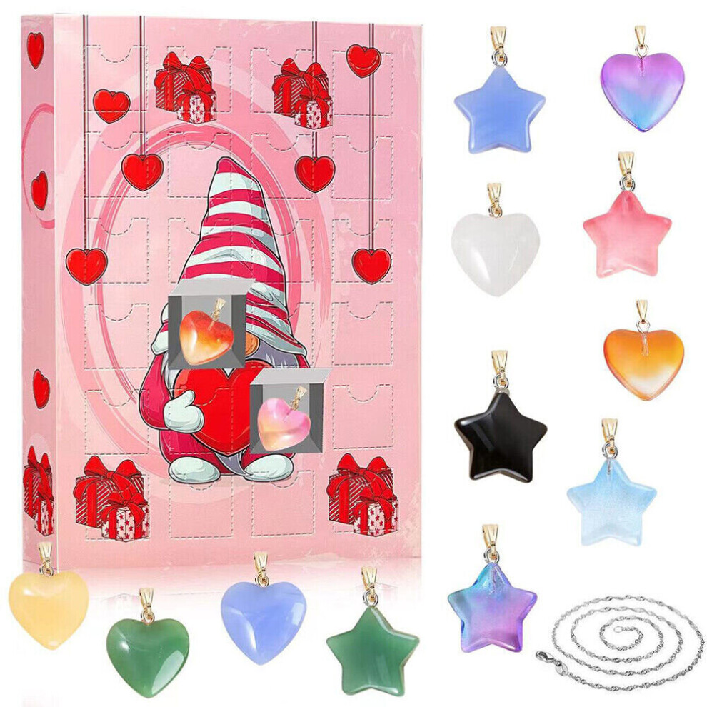 (  24 Days - Pink) 24 Days Xmas Countdown Calendar Interactive Toy Healing Crystal Advent Blind Box