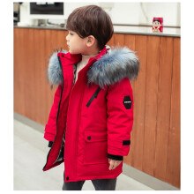 (Red, 9-10yrs) Children Winter Down Jacket Boy toddler girl clothes Thick Warm Hooded faux fur Coat Kids Parka spring Teen clothing Outerwear