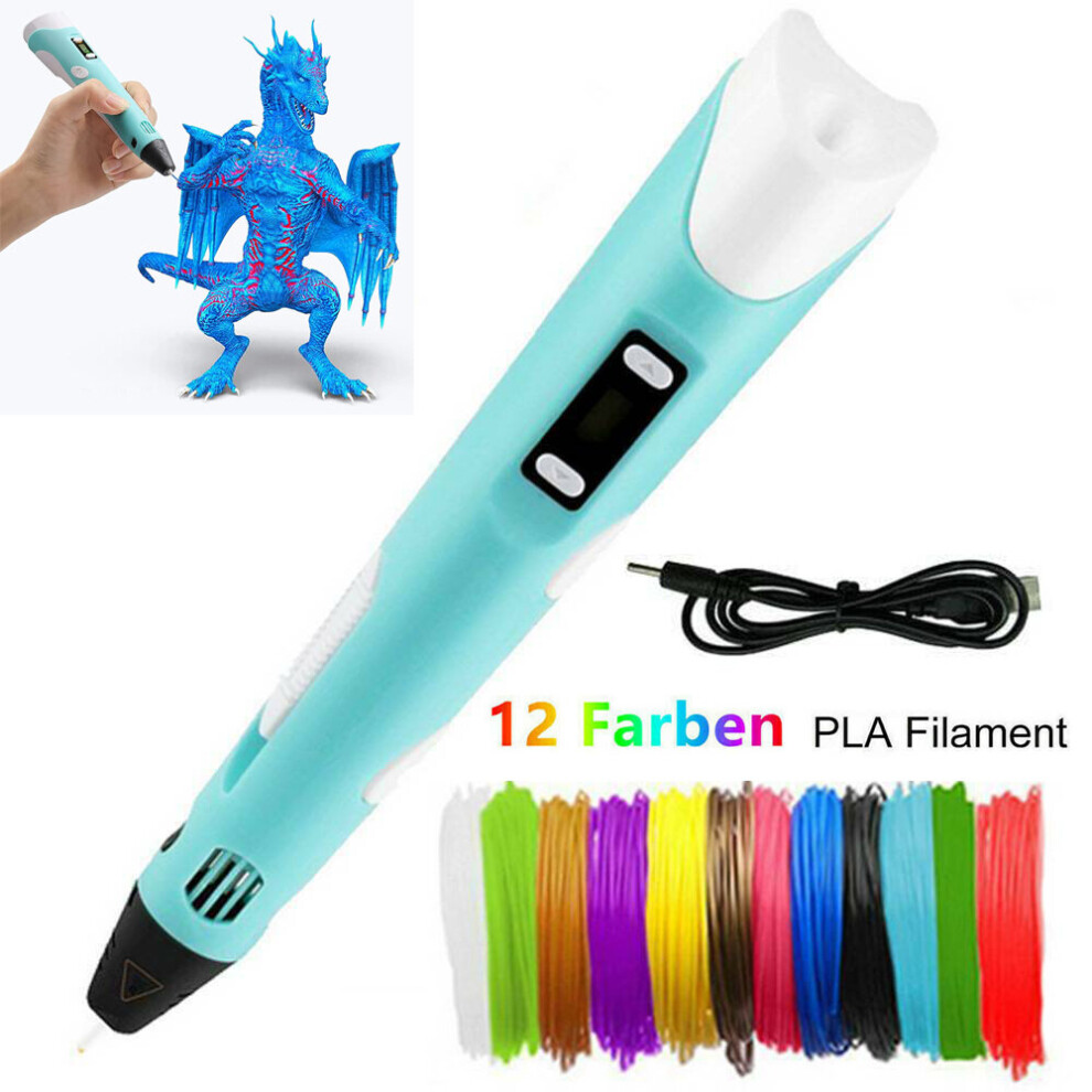 3D Printing Pen with LCD Screen + 36m PLA ABS Filament Toys Gift