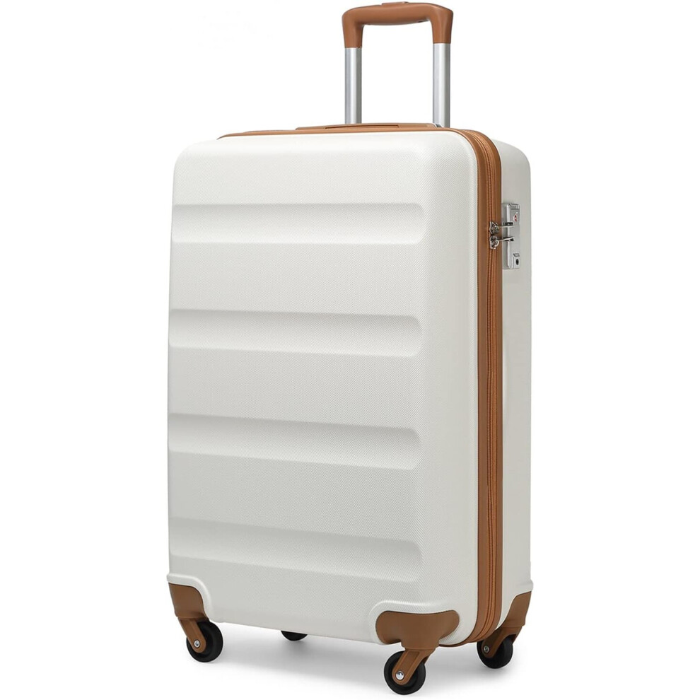 (19 inch) Kono Hard Shell ABS Carry-on Suitcase with 4 Spinner Wheels and Dial Combination Lock(Cream)