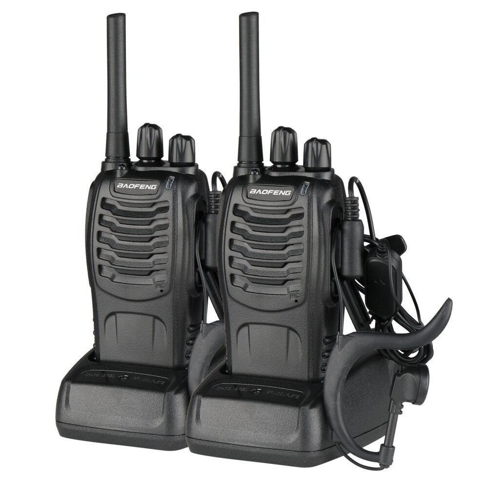 2 x Walkie Talkies Long Range Two Way Radio PMR 16CH w/ Headsets UK