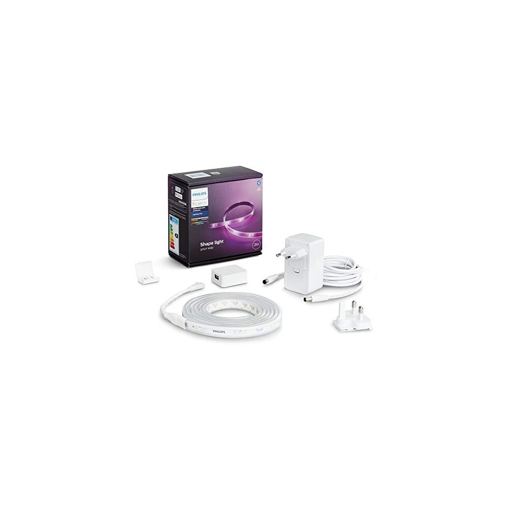 Philips Hue Lightstrip Plus v4 [2 m] White and Colour Ambiance Smart LED Kit with Bluetooth, Works with Alexa, Google Assistant and Apple HomeKit