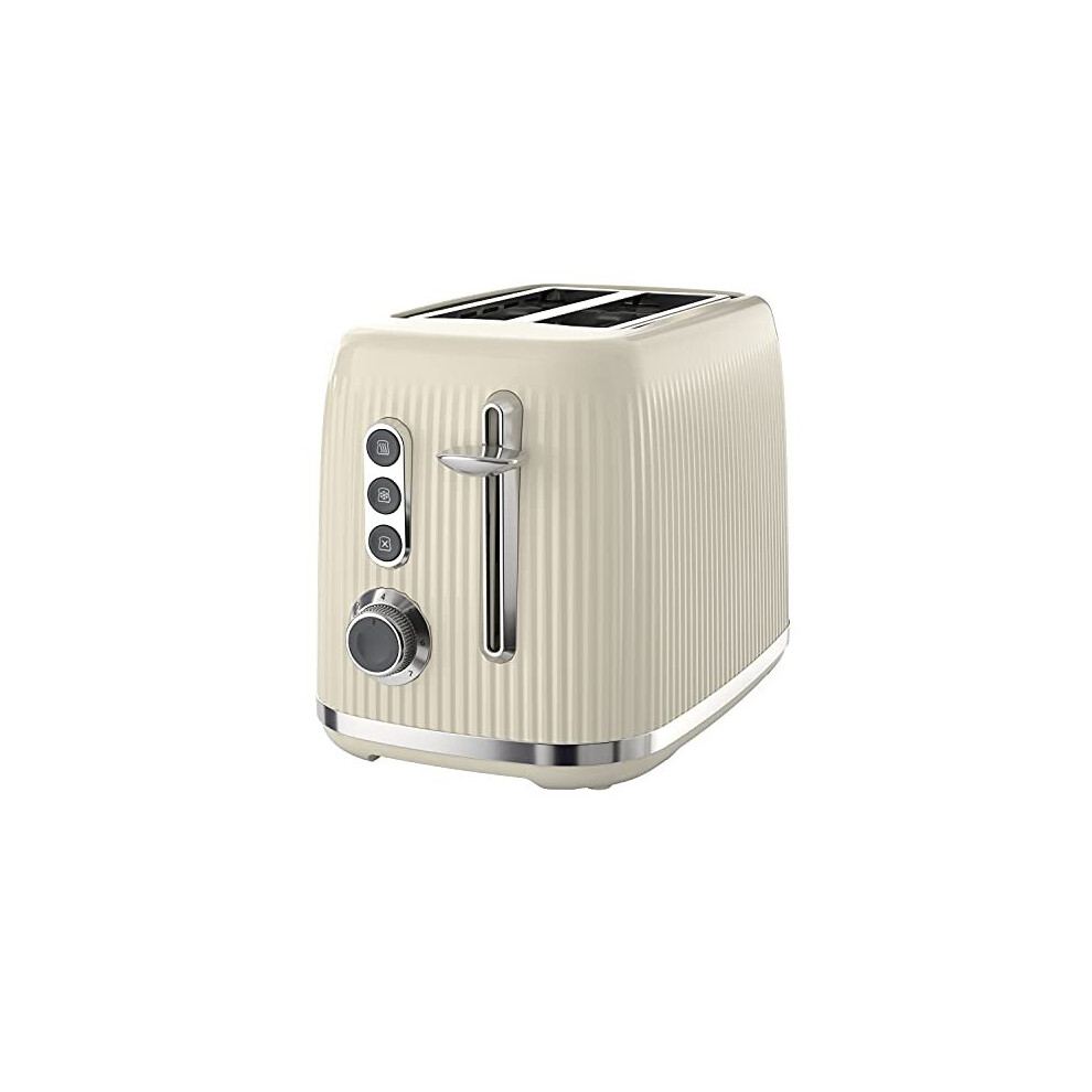 Breville Bold Vanilla Cream 2-Slice Toaster with High-Lift and Wide Slots | Cream and Silver Chrome [VTR003]