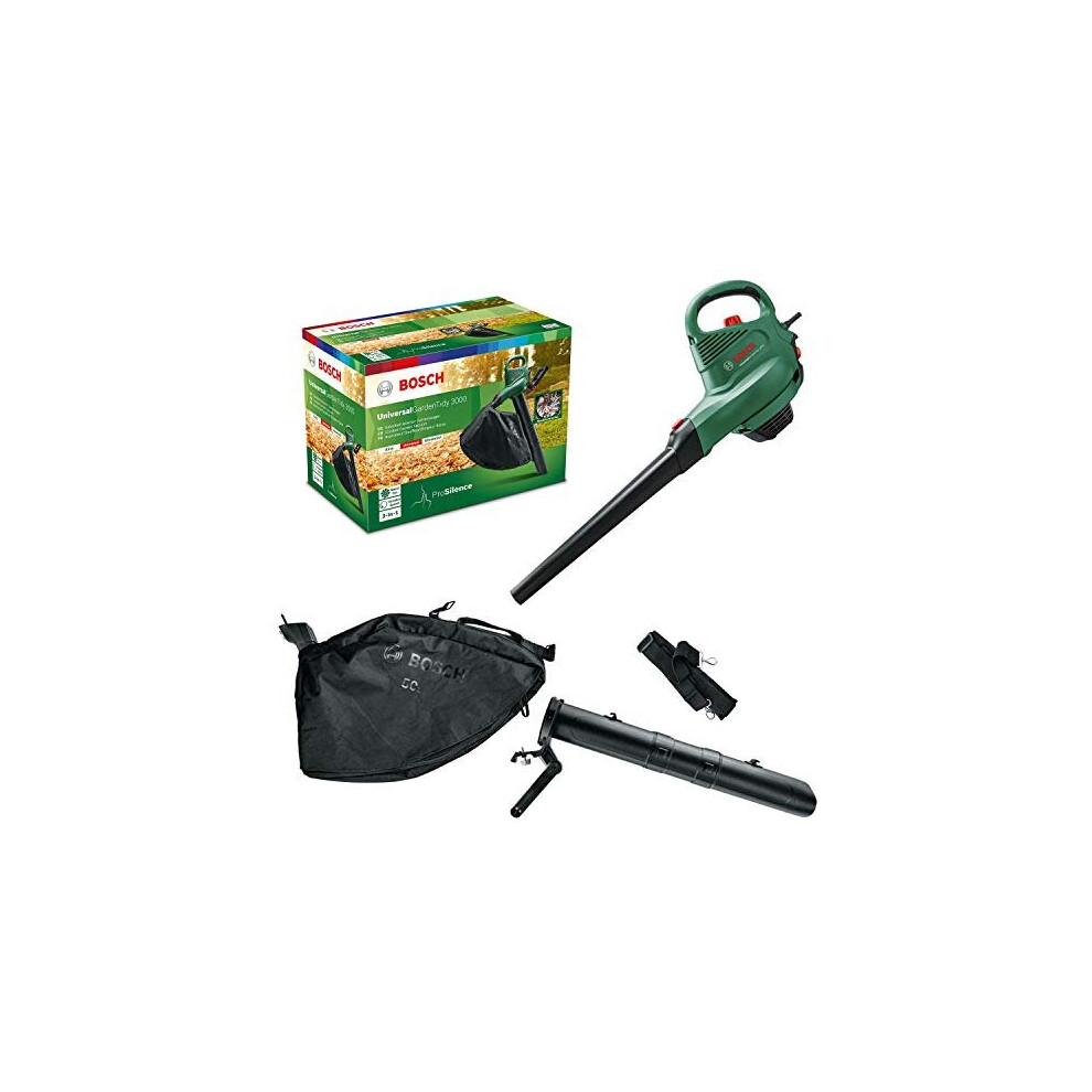 Bosch Electric Leaf Blower and Vacuum UniversalGardenTidy 3000 (3000 W, collection bag 50 l, variable speed, for blowing, vacuuming