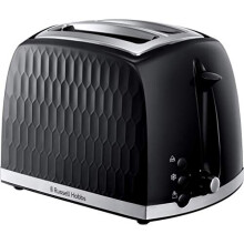 Russell Hobbs 26061 2 Slice Toaster - Contemporary Honeycomb Design with Extra Wide Slots and High Lift Feature, Black