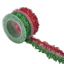 2 Rolls Christmas Tinsel Garland Christmas Tree Decorations Red and Green Metallic Tinsel Twist Garland Tinsel Wire Christmas Ribbon for Decoration