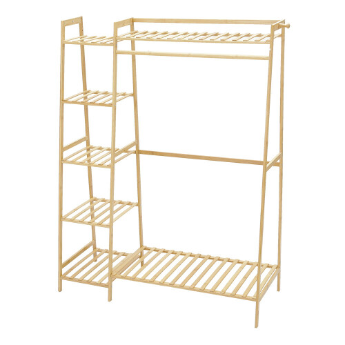 Living And Home Bamboo Bedroom Garment Clothes Rack Coat Hanger 2