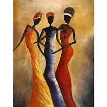 DIY Digital Oil Painting Kits Paint by Numbers for Adults Three African Woman Portrait Canvas Wall Art Decor 16 X 20 inch Frameless