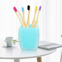 Bamboo Toothbrush 6 Pcs Biodegradable Charcoal Manual Toothbrushes with Floss Sticks Soft Bristles & Eco Friendly Box for Oral Care Family Travel