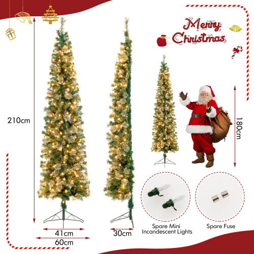 Costway 7FT Half Christmas Tree w/403 Branch Pine Needles & 150 Lights Home 1