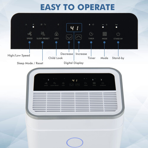 Costway Dehumidifier 20L/Day Versatile 3 Modes & 24H Timer w/ Child Lock Home 2