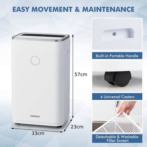 Costway Dehumidifier 20L/Day Versatile 3 Modes & 24H Timer w/ Child Lock Home 1