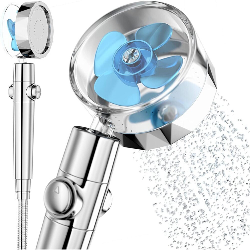 Scale and hard water shower head with hose and filter, (start-stop button), universal, with turboprop