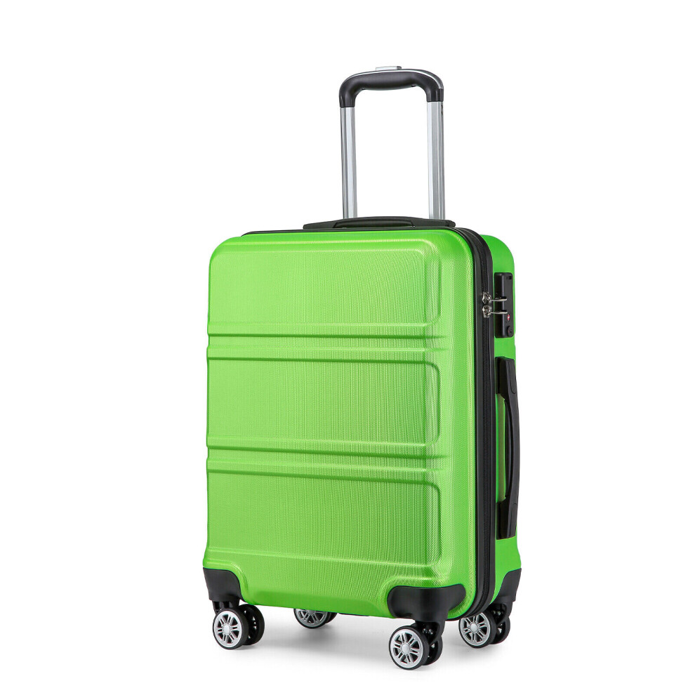 Kono (20 Inch) Apple Green 20/24/28Inch Abs Suitcase Set Spinner 4 Wheels Luggage Trolley Travel Case Black