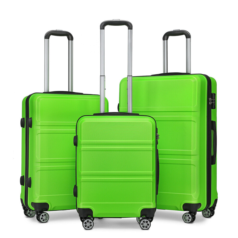 (20/24/28 inch set) Apple Green 20/24/28Inch ABS Suitcase Set Spinner 4 Wheels Luggage Trolley Travel Case