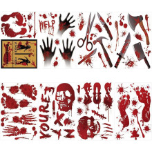 OTMVicor 8 sheets Bloody Handprint,Halloween Window Clings,Halloween Decoration for Haunted House Halloween Party
