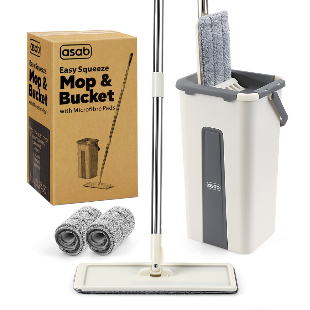 360Â° Flat Mop and Bucket Set with 2 Reusable Microfibre Pads