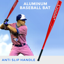 (34" RED) 32/34" Heavy Duty Metal Baseball Bat Rounder Softball Pole Stick Stainless Steel