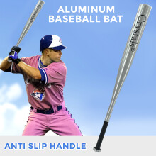 (32" SILVER) 32/34" Heavy Duty Metal Baseball Bat Rounder Softball Pole Stick Stainless Steel