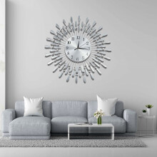60cm Diamante Beaded Crystals Quartz Jeweled Wall Clock Home Decor Living Room