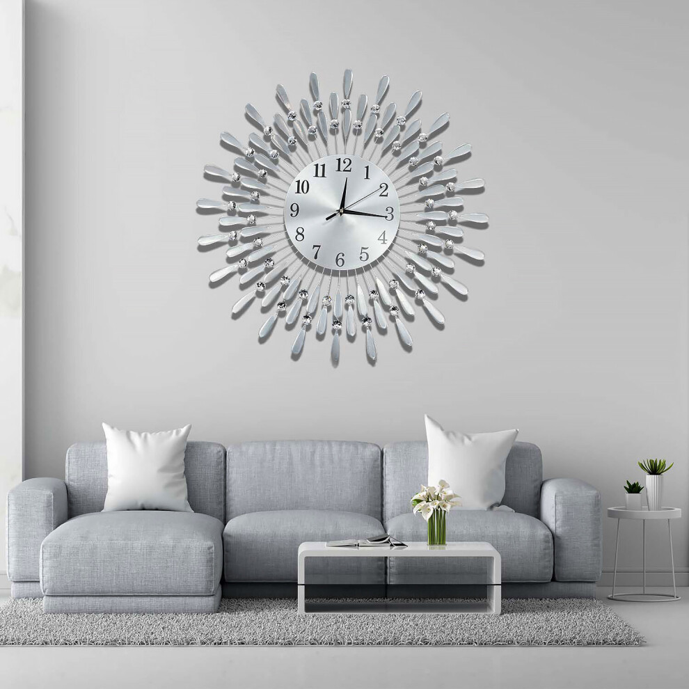 60cm Diamante Beaded Crystals Quartz Jeweled Wall Clock Home Decor Living Room