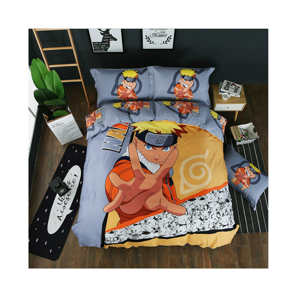 (Uzumaki Naruto, Double?3pcs?200x200cm) Bedding Anime Set Duvetquilt Cover Pillowcases Students Domitorybedroom
