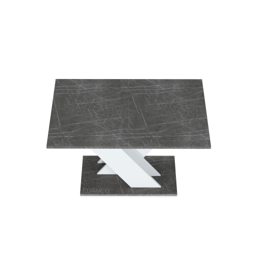 Furneo Modern Dining Table Extendable 120-160cm Grey Marble Effect Tavolo02 MDF 2