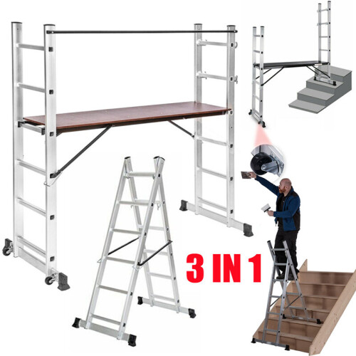3 IN 1 Aluminum Combination Ladder Folding Scaffold Ladder Platform 1