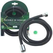 1.5M Black Rubber Flexible Water Saving Universal Shower Hose Tube Kit