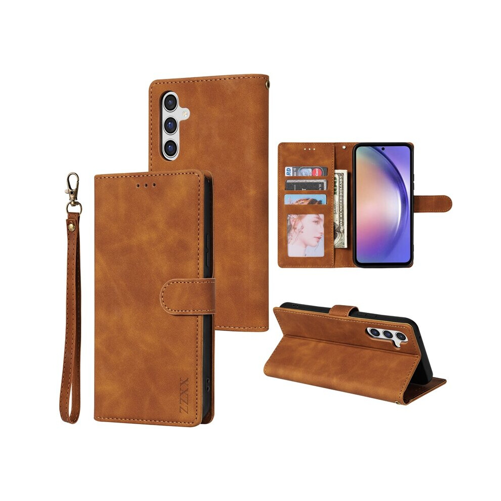 Photos - Case  Wallet Card Slot Magnetic Flip Leather  ForGalaxy S23S22 Plus S21 S20 FE S10E S9 S8 Note  2010(Brown, Samsung S20 Ultra)