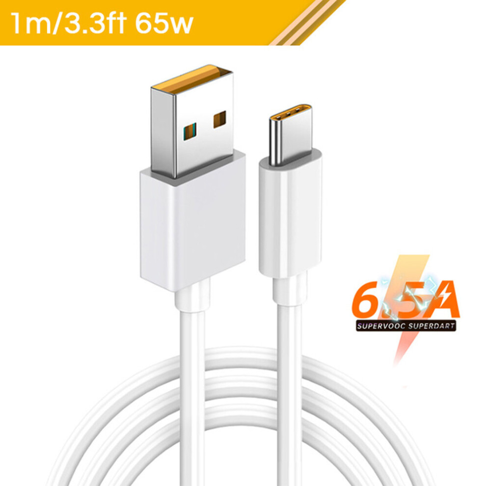 (W-1) 65W Super Vooc Usb C Cable 6.5A Fast Charging Type-C Cable For Oppo Realme 6 Pro X50 X3 X5 Pro X50m X50t V5 C3 Quick Charge 3.0 9455118865255