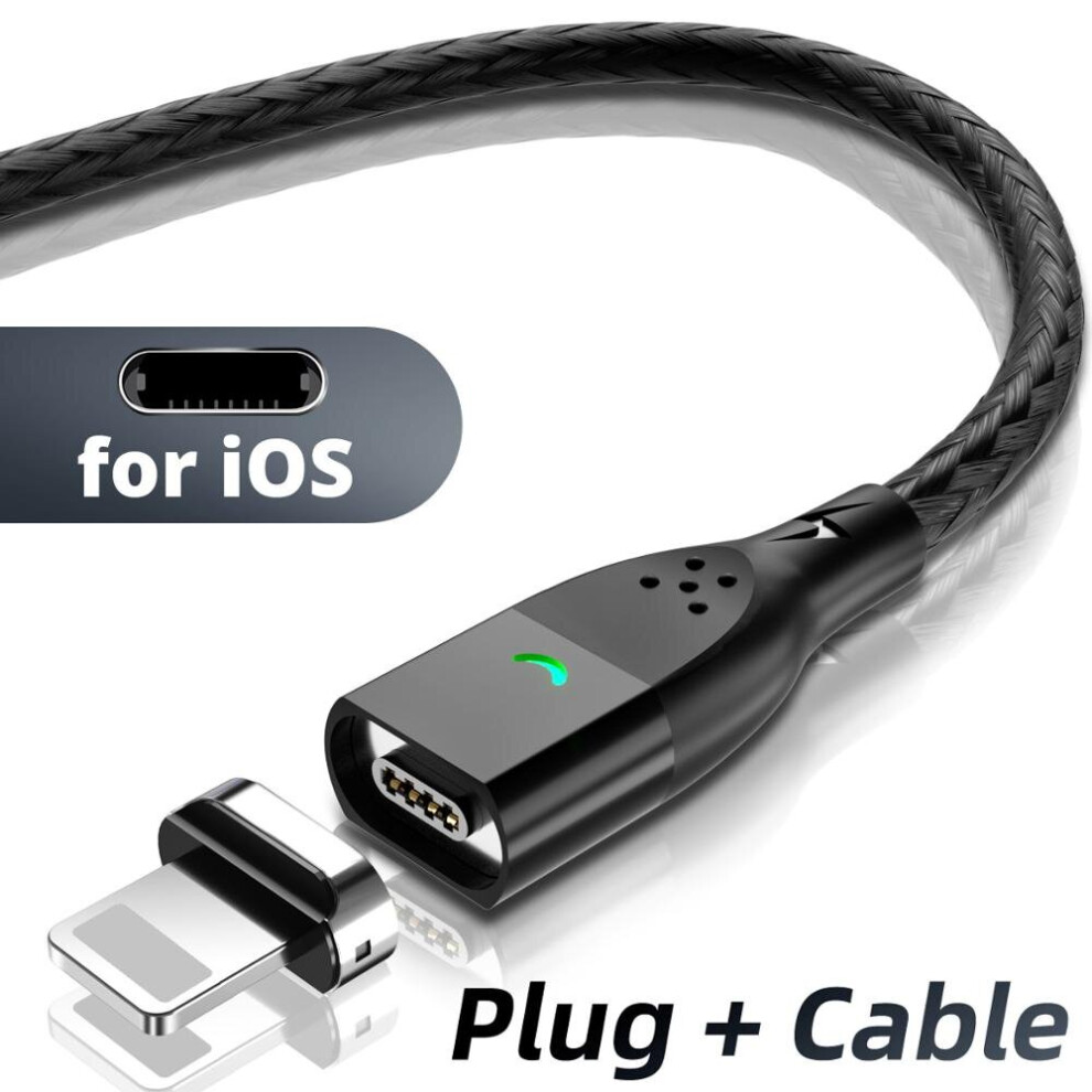 (For Ios Cable, 1M(3.3Ft)) Magnetic Cable 3A Usb Magnetic Phone Charger Data Cord Usb Type C Cable Magnet Fast Charging Cable Micro Usb Charge W Black 9455118974773