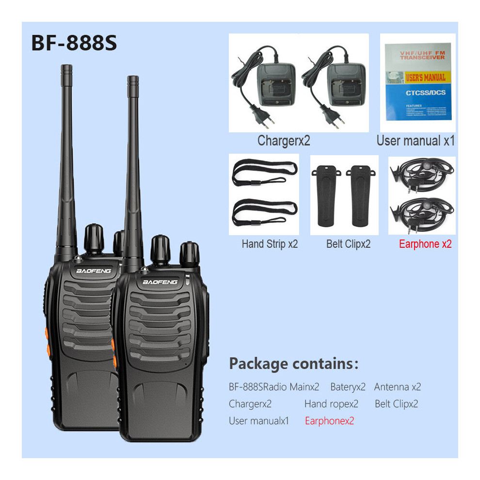 (2PCS BF-888S, American) 2 PCS Baofeng BF-888S Walkie Talkie BF 888s 5W Portable CB Ham Radio Two-way Radio16CH Profession Transceiver Walkies Set