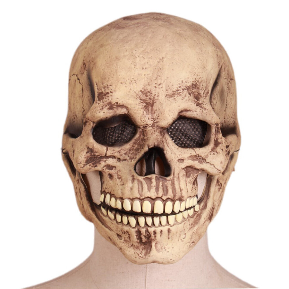 (Dark Color) Halloween Full For Head Skull Mask Helmet With Movable Jaw Entire For Head Realistic Latex Masks 3D Scary Skeleton Masks Not,Specified