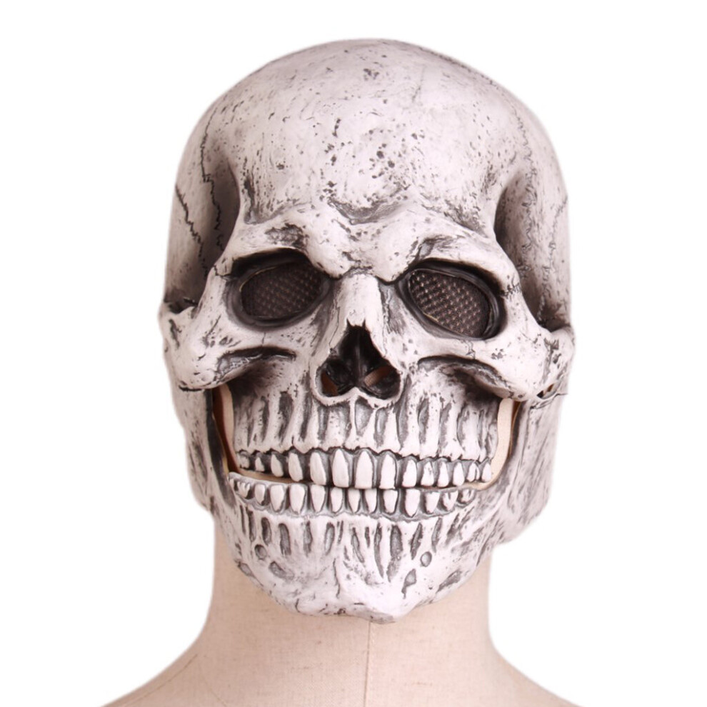 ( Color) Halloween Full For Head Skull Mask Helmet With Movable Jaw Entire For Head Realistic Latex Masks 3D Scary Skeleton Masks Light