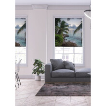 (150 cm Width x 140 cm Drop, Seychelles) Lister Cartwright Blackout Roller Blinds Windows Child Safety Cut To Size Fitting Included Beautiful Design, Seychelles