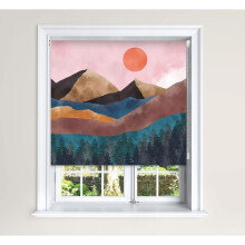 (150 cm Width x 140 cm Drop, Multicoloured) Tapestry Mountain Art Blackout Roller Windows Blinds Child Safety Decor Painted