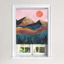 (120 cm Width x 140 cm Drop, Multicoloured) Tapestry Mountain Art Blackout Roller Windows Blinds Child Safety Decor Painted