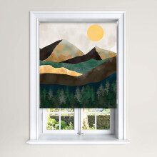 (120 cm Width x 140 cm Drop, Tapestry Painted View Green) Tapestry Painted View Green Blackout Roller Windows Blinds Child Safety Decor Painted