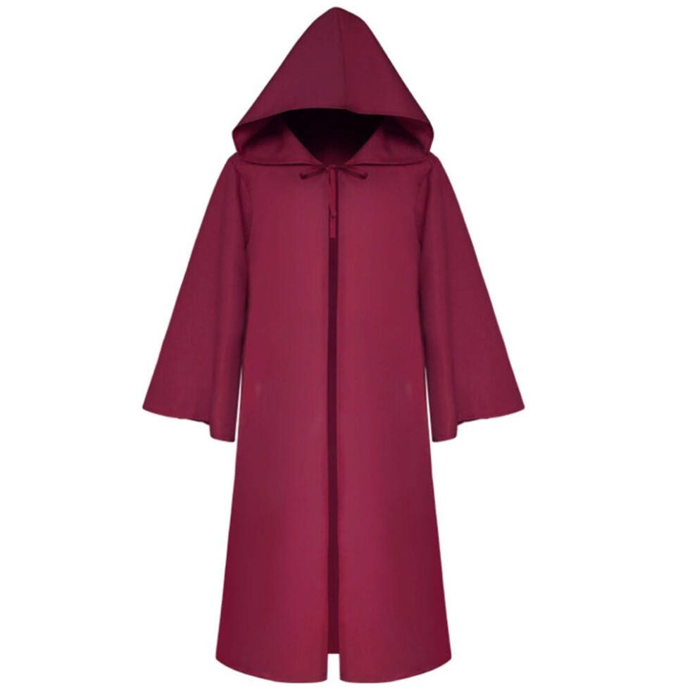 (Maroon, 2XL) Wizard Witch Mantle Outfit Unisex Cloak Adults Vampires Robe Cosplays Costumes