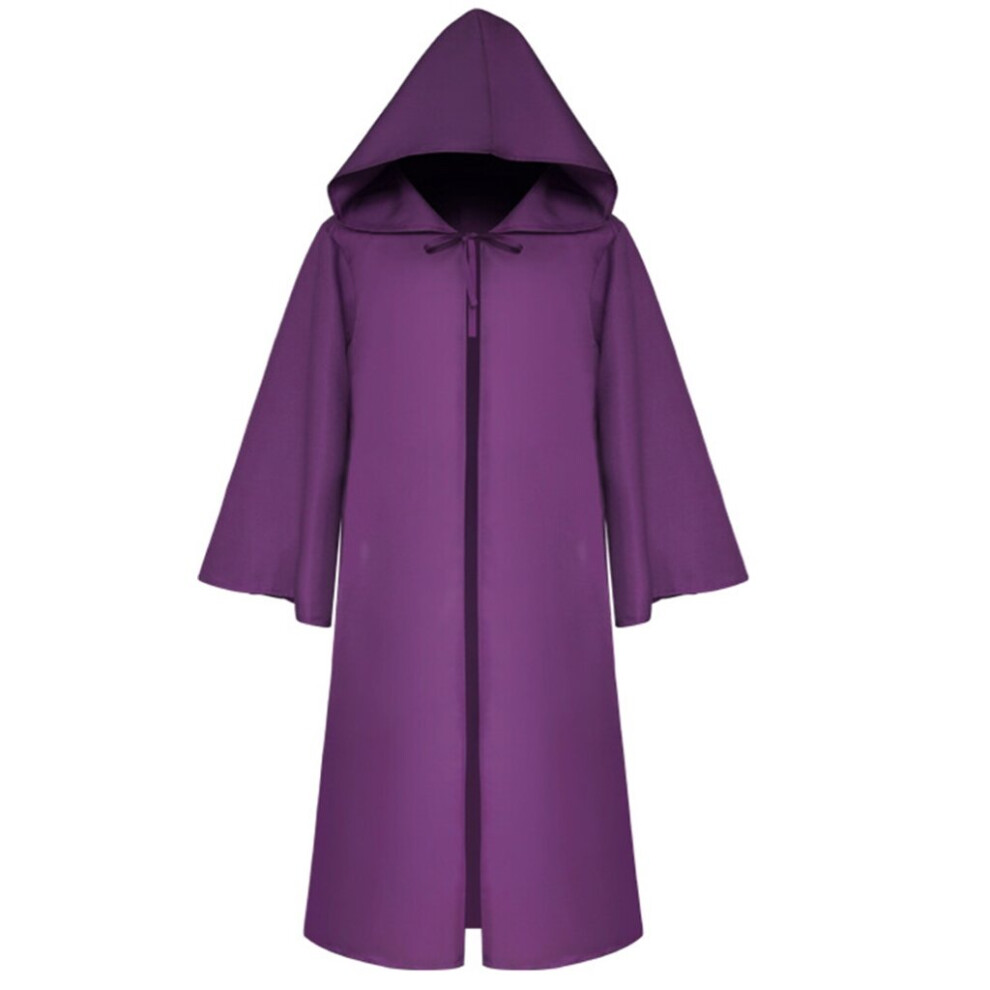 (, Xl) Wizard Witch Mantle Outfit Unisex Cloak Adults Vampires Robe Cosplays Costumes Purple
